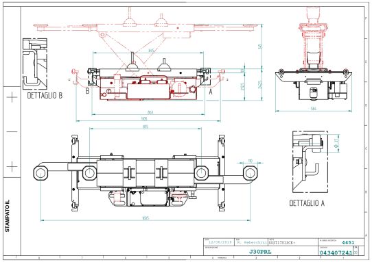 Траверса пневмогидравлическая Ravaglioli J30PRL для ножничных подъемников, 3 т (для ямы)