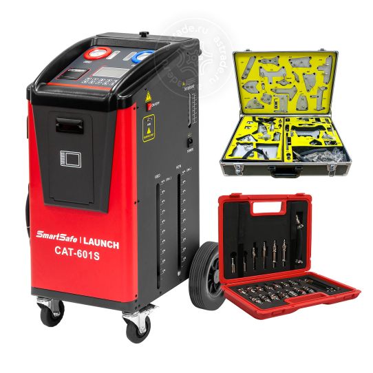 Электрическая установка для промывки и замены масла в АКПП 12В 220В, с насосом 2 л/мин и комплектом адаптеров, Launch CAT-601S 