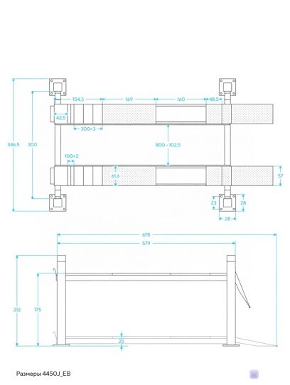 Четырехстоечный подъемник электрогидравлический 5т от сети 380В Nordberg 4450J_EB синий
