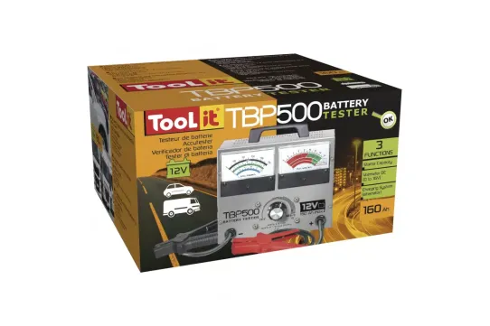 Тестер аккумуляторов 12В для SLA AGM WET батарей до 160 Ач со стрелочным вольтметром и амперметром TBP 500 GYS 055148