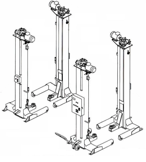 Подкатной подъемник для грузовых автомобилей электромеханический 44т АСО ППТ-44, 8 колонн