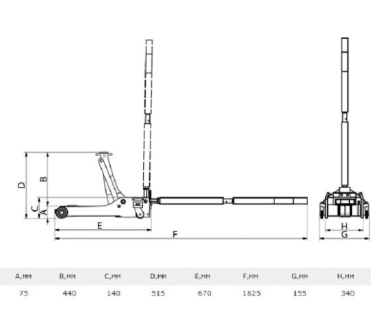 Низкопрофильный подкатной гидравлический домкрат до 3 тонн, 75-500мм с педалью Станкоимпорт HM5601