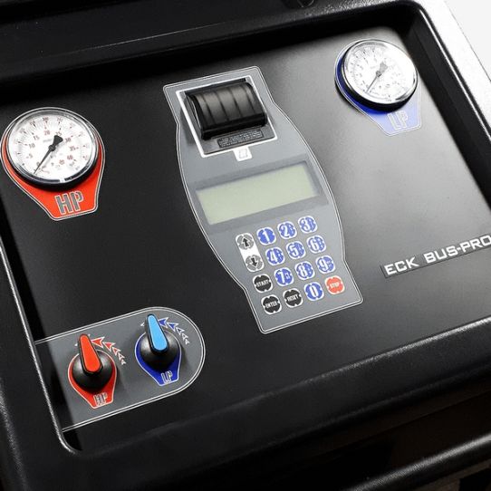 Установка автомат для заправки автомобильных кондиционеров Ecotechnics ECK BUS PRO с увеличенной емкостью баллона и длиной шлангов, R134a