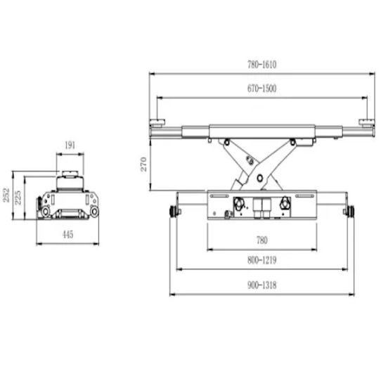 Траверса пневмогидравлическая для ножничных подъёмников, в яму, 4 т Ravaglioli J40PRL