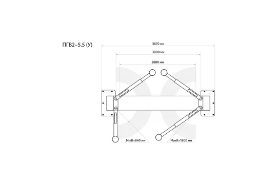 Двухстоечный подъемник Станкоимпорт ПГВ2-5.5 (У) 5.5т, электрогидравлический, 380В, с верхней синхронизацией, 110-1850 мм