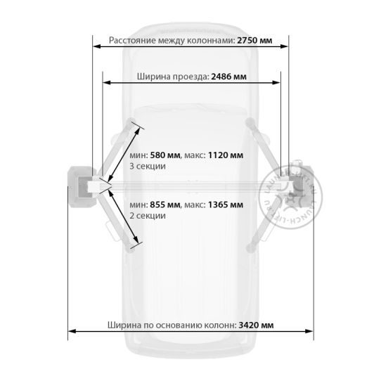 Двухстоечный электрогидравлический подъемник 4 т, серый Launch TLT-240SCA (L)