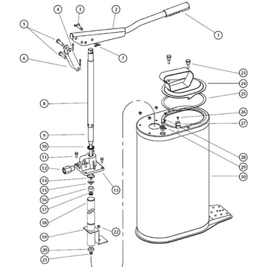 Нагнетатель смазки ручной 16 л, с регулируемым давлением 175-350 бар, производительность 10-20 г/ход Samoa 150000