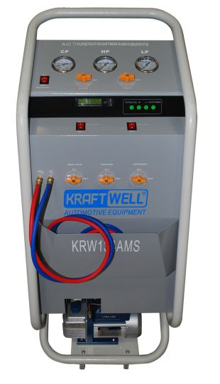 Станция ручная для заправки автомобильных кондиционеров KraftWell KRW134AMS с дисплеем и весами