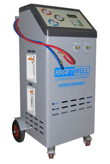 Станция полуавтоматическая для заправки автомобильных кондиционеров KraftWell KRW134ASA с дисплеем и весами