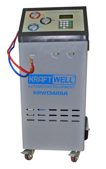 Станция полуавтоматическая для заправки автомобильных кондиционеров KraftWell KRW134ASA с дисплеем и весами