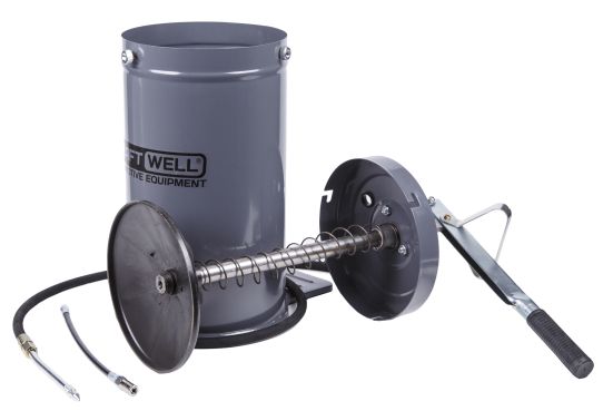 Нагнетатель смазки ручной для бочек на 16 л, Kraftwell KRW1797, механический, с подающим шлангом на 1.5 м