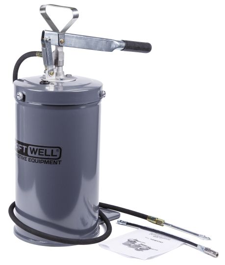 Нагнетатель смазки ручной для бочек на 16 л, Kraftwell KRW1797, механический, с подающим шлангом на 1.5 м