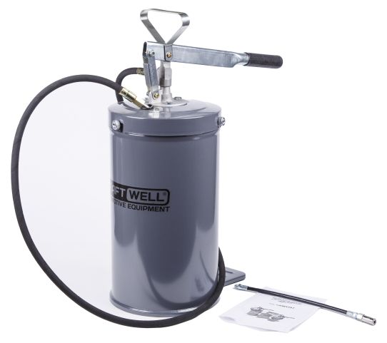 Нагнетатель смазки ручной для бочек на 16 л, Kraftwell KRW1797, механический, с подающим шлангом на 1.5 м