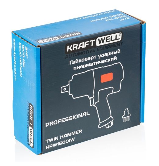 Пневмогайковерт 3/4" 1600Нм KraftWell KRW1600IW