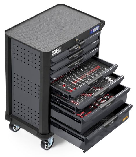 Тележка инструментальаня KraftWell KRW-TTG+SET277, 7 ящиков, с набором инструментов 277 предметов
