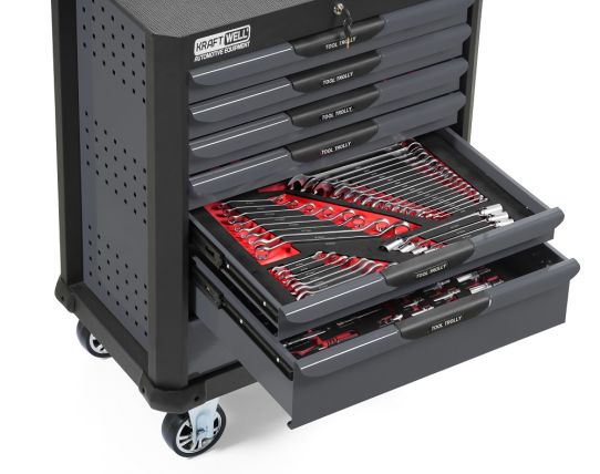 Тележка инструментальаня KraftWell KRW-TTG+SET277, 7 ящиков, с набором инструментов 277 предметов