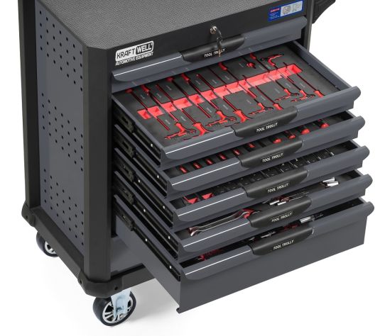 Тележка инструментальаня KraftWell KRW-TTG+SET277, 7 ящиков, с набором инструментов 277 предметов