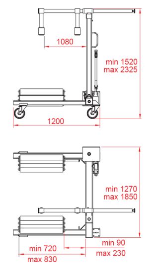 Тележка гидравлическая для транспортировки колес 1500 кг, KraftWell KRW-WD15
