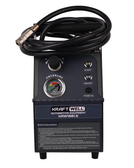 Установка для прокачки и замены тормозной жидкости электрическая 220В, регулировка скорости подачи, емкость 5 л KraftWell KRW1881.E