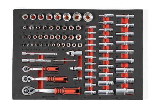 Тележка инструментальная KraftWell KRW-TTG+SET157, 5 ящиков, с набором инструментов 157 предметов