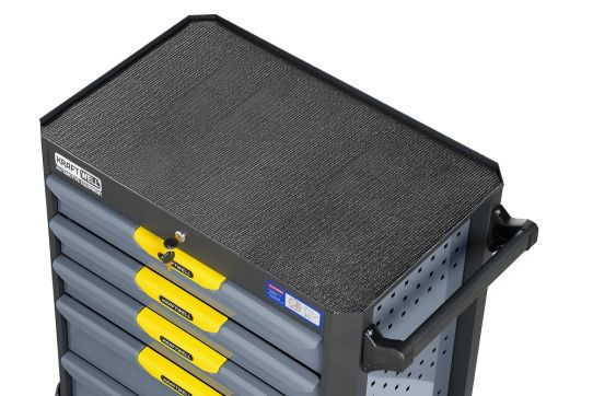 Тележка инструментальная KraftWell KRW-TTG+SET157, 5 ящиков, с набором инструментов 157 предметов