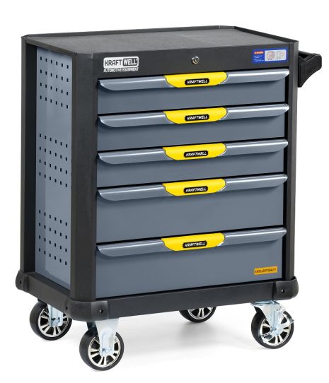Тележка инструментальная KraftWell KRW-TTG+SET157, 5 ящиков, с набором инструментов 157 предметов