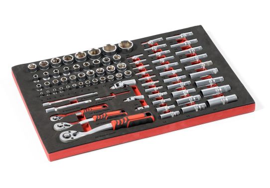 Тележка инструментальная KraftWell KRW-TTG+SET157, 5 ящиков, с набором инструментов 157 предметов