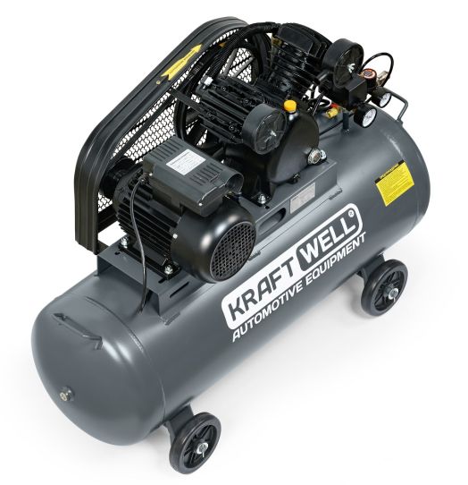 Поршневой компрессор 100 л, 420 л/м, 380В, 2.2 кВт, ременной, масляный KraftWell KRW-AC420-100L