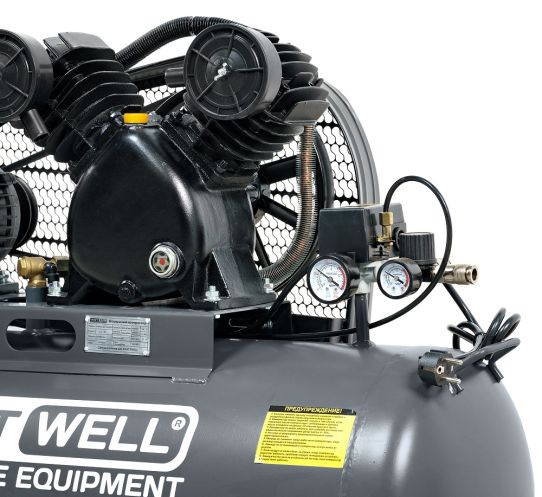 Поршневой компрессор 100 л, 420 л/м, 220В, 2.2 кВт, ременной, масляный KraftWell KRW-AC420-100L/220