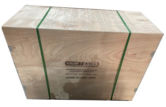 Поршневой компрессор 200 л, 580 л/м, 380В, 3 кВт, ременной, масляный KraftWell KRW-AC580-200L