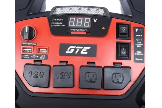 Устройство пусковое 12В 1250А с компрессором 10бар и инвертором 400Вт, Power Bank 18000мАч GTE-P204
