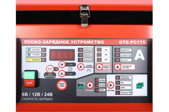 Пуско-зарядное устройство для аккумуляторов 6В, 12В и 24В с пусковым током 1250А PC175 GTE