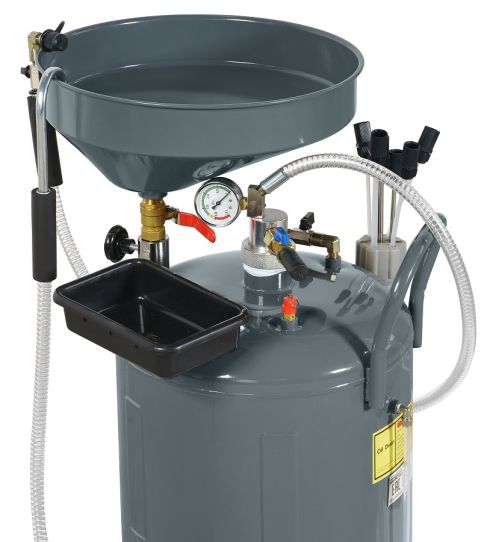 Установка для откачки масла/антифриза через щуп на 80 литров пневматическая KraftWell KRW1832.80L
