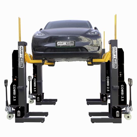Подкатной подъемник для грузовых автомобилей электрогидравлический 10т KraftWell COMBI2.5, 4 колонны