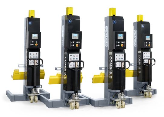 Подкатной подъемник для грузовых автомобилей электрогидравлический 34т KraftWell COMBI8.5, 4 колонны