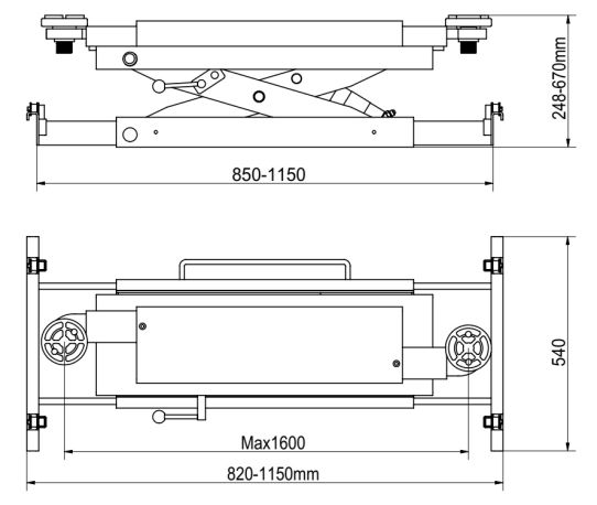 Траверса гидростанции для 4-стоечных подъемников, для ямы, 2т KraftWell KRWJ2M