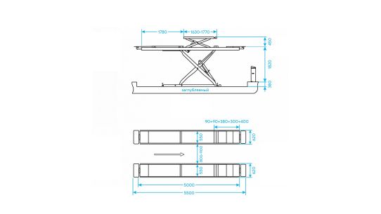 Подъемник ножничный электрогидравлический до 5.5т 380В для автосервиса и сход-развала Nordberg N635-5,5B_380_H 