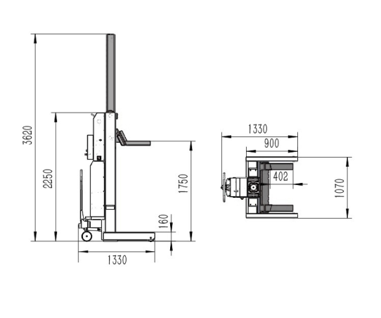 Подкатной подъемник для грузовых автомобилей электрогидравлический 34т KraftWell COMBI8.5, 4 колонны