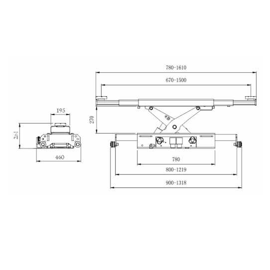 Траверса пневмогидравлическая для ямы и четырехстоечных подъемников, 4т SNIT SJ4T-A