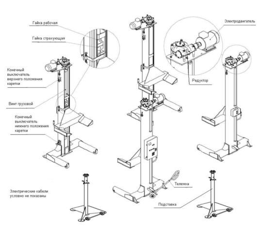 Подкатной подъемник для грузовых автомобилей электромеханический 24т АСО ПП-24, 6 колонн