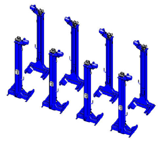 Подкатной подъемник для грузовых автомоблей электромеханический 32т АСО ПП-32, 8 колонн