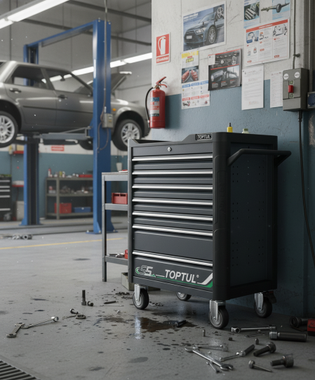 Тележка инструментальная TOPTUL GE-34028, 7 ящиков, с набором инструментов 340 предметов 
