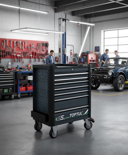 Тележка инструментальная TOPTUL GE-34028, 7 ящиков, с набором инструментов 340 предметов 