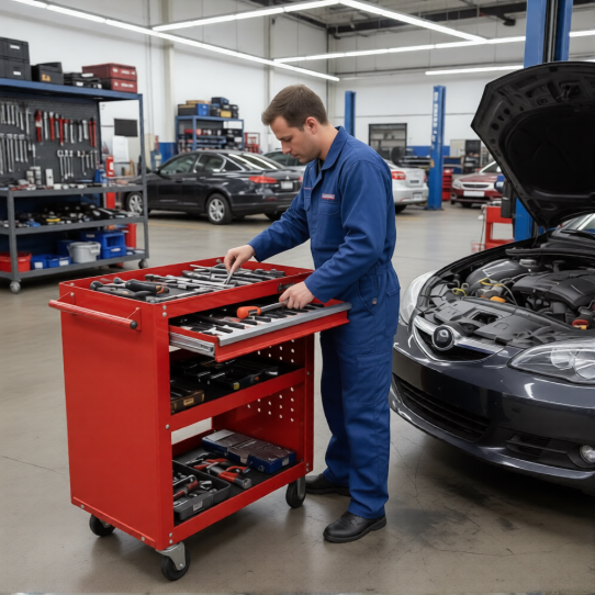 Тележка инструментальная МАСТАК 520-01580R, 3 полки и выдвижной ящик, без инструментов