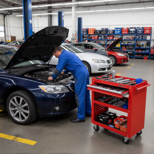 Тележка инструментальная МАСТАК 520-01580R, 3 полки и выдвижной ящик, без инструментов