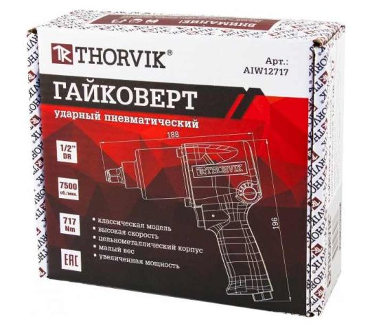 Пневмогайковерт 1/2" 720Нм Thorvik AIW12717