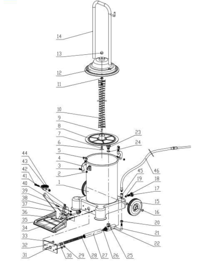 Установка для подачи консистентных смазок с ножным приводом 13 кг, DMECL, K50400