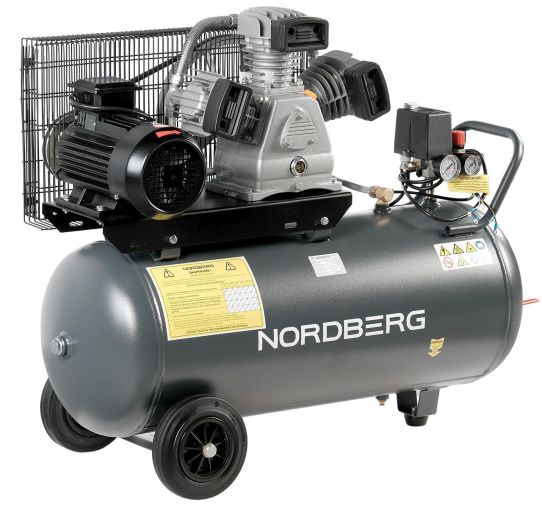 Поршневой компрессор 100 л, 580 л/м, 380В, 5.5 кВт, ременной, масляный Nordberg