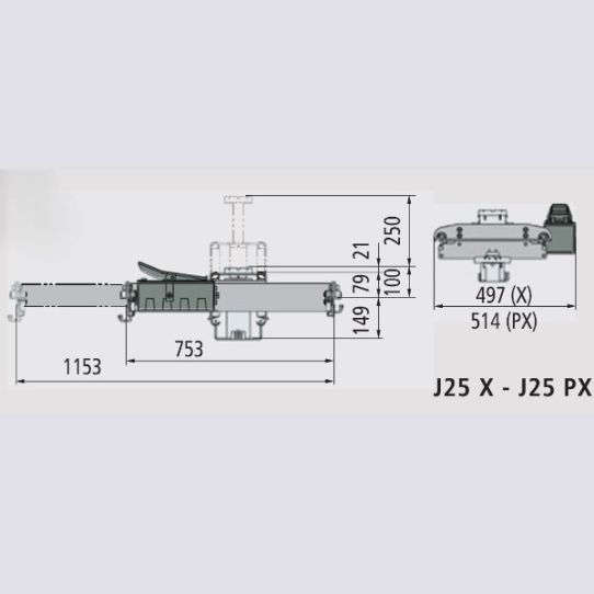 Траверса ручная для установки на яму, грузоподъемность 2 т Ravaglioli J25X