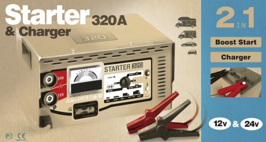 Пуско-зарядное устройство для аккумуляторов 12В и 24В, пусковой ток 270А 025301 GYS